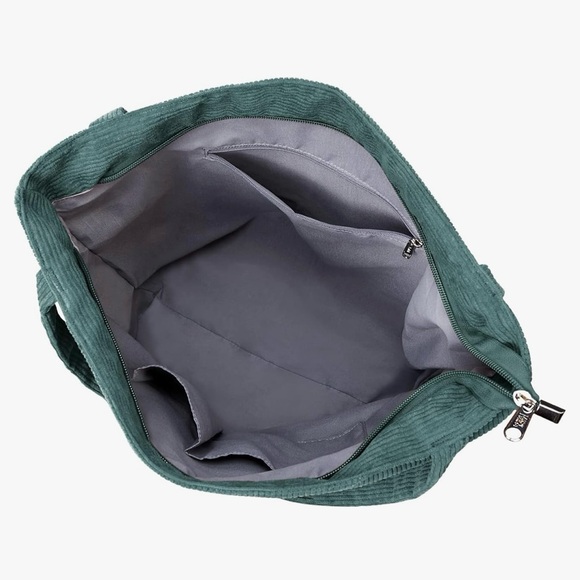 Kalidi-Casual Green Corduroy Tote Bag with Slouchy Design-NWOT - Picture 4 of 9